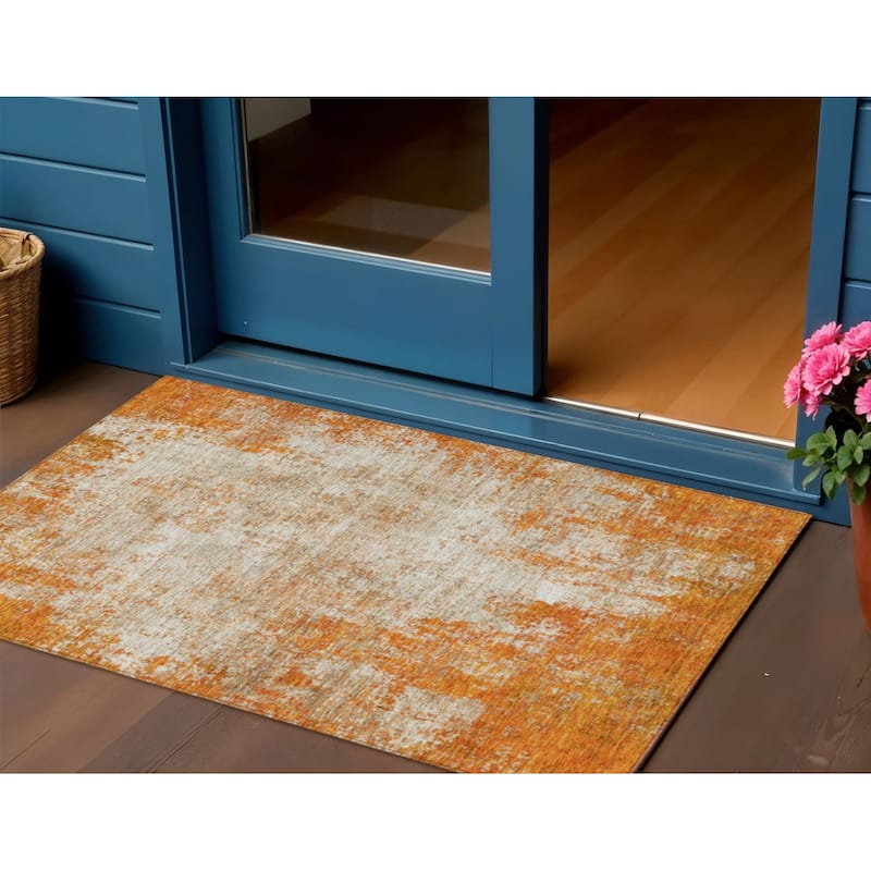 HomeRoots Abstract Transitional Rectangle Outdoor Rug - 3' x 5'
