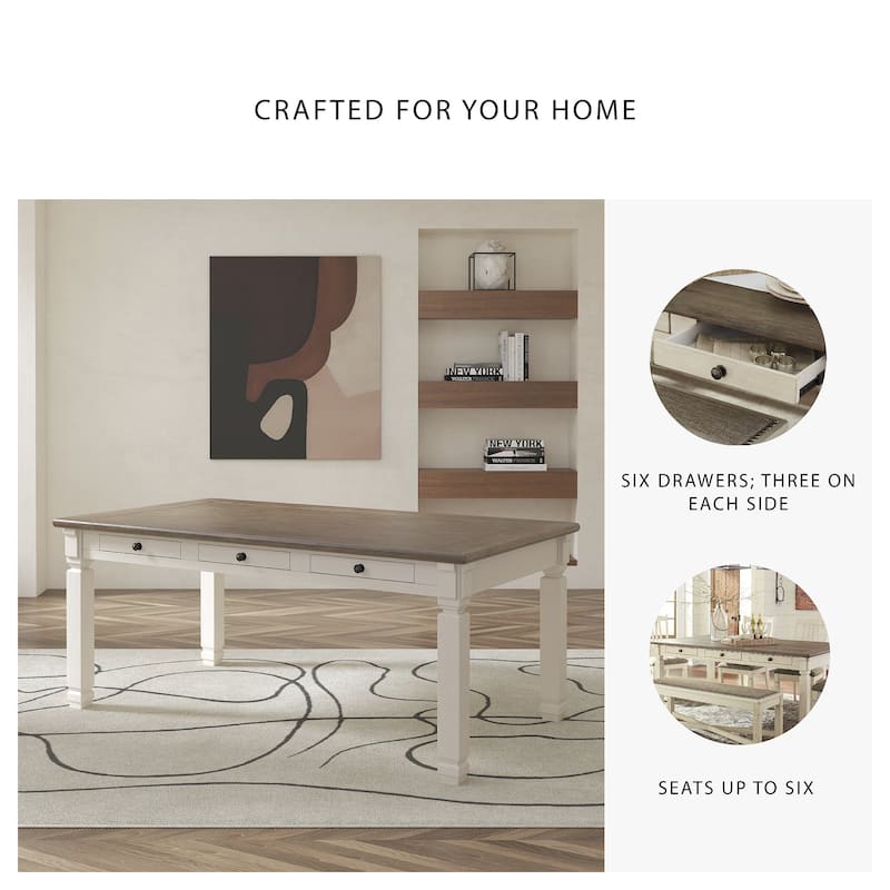 Signature Design by Ashley Bolanburg White/Brown Dining Table - 40" W x 72" D x 30.75" H
