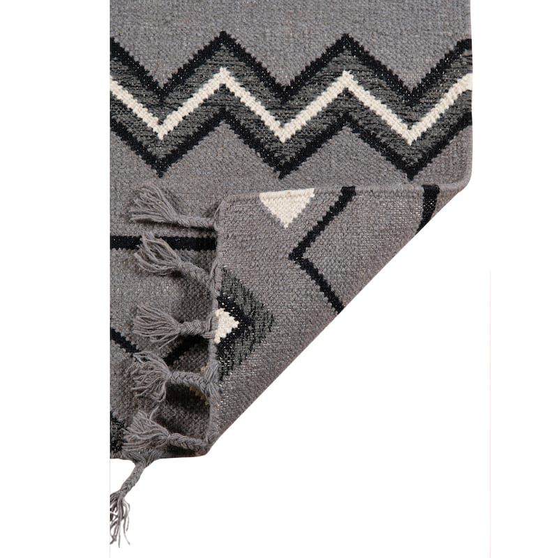 The Curated Nomad Southwestern Dove Gray Flatweave Area Rug