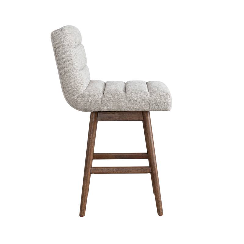 Elias Modern Swivel Bar Stool, Upholstered Counter Stool with Solid Wood Frame