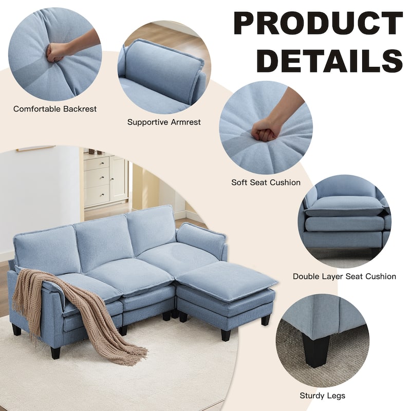 Luxury 3-Seater Sofa & Footstool – Ultra-Plush, Multi-Room Comfort