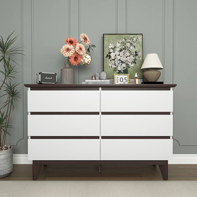 Dresser for Bedroom with 6 Drawers, Wide Chest of Drawers Storage Organizer