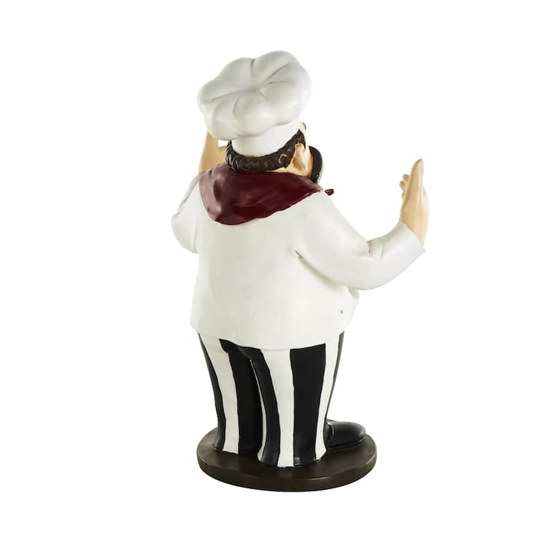 Polystone Chef Decorative Sculpture with 2 Wine Holder Slots - White - Roche River Decor