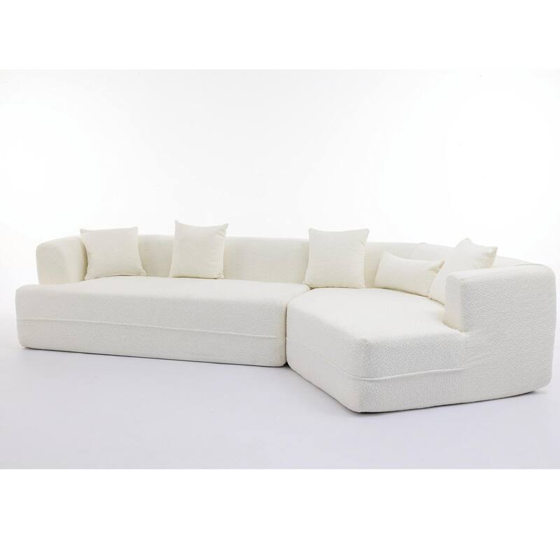 New And Upgraded Extended Edition Modular Sofa, Creamy-White Boucle, Free Combination