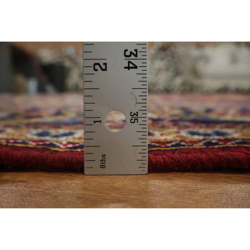 Hand Knotted Oriental 100% Wool Carpet Traditional Floral Red Kashan Area Rug - 11' 1'' X 7' 11''
