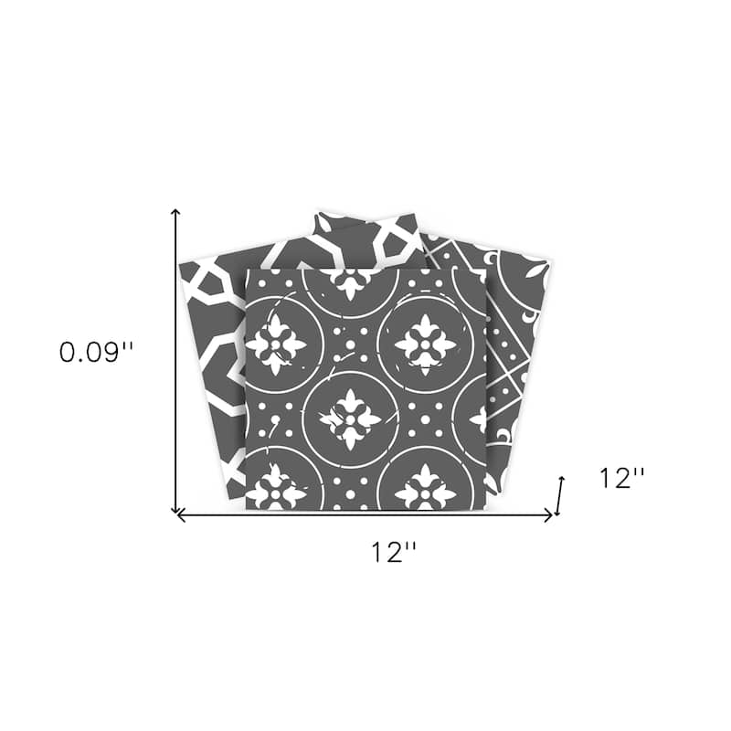 12" X 12" Gray and White Mosaic Peel and Stick Removable Tiles