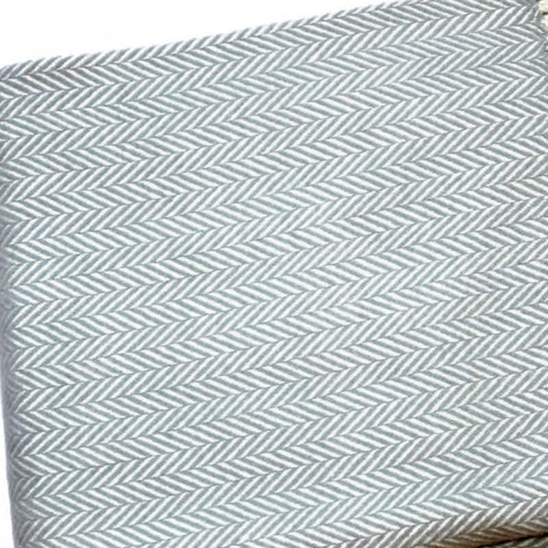 HomeRoots 70" X 55" Sky Blue And White Cotton Blend Woven Herringbone Plush Throw Blanket with Tassels