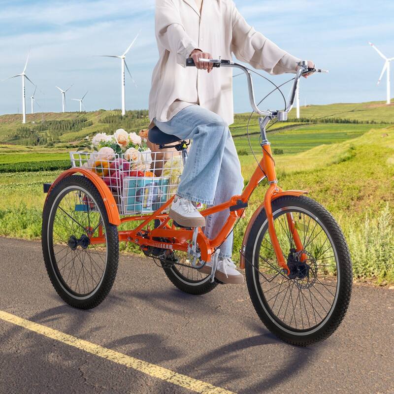 26-Inch Adult Folding Trikes with Large Rear Basket - 72 x 29.9 x 46.3 in