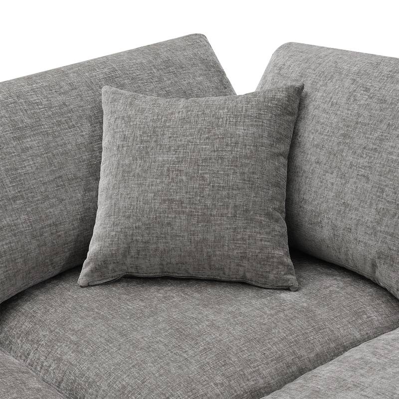 130" Chenille Modular Cloud Sofa with Ottoman, U-Shaped 6-Seater, 330lb Capacity