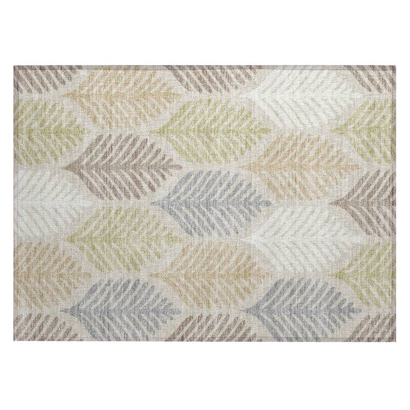 Machine Washable Indoor/ Outdoor Modern Fern Chantille Rug