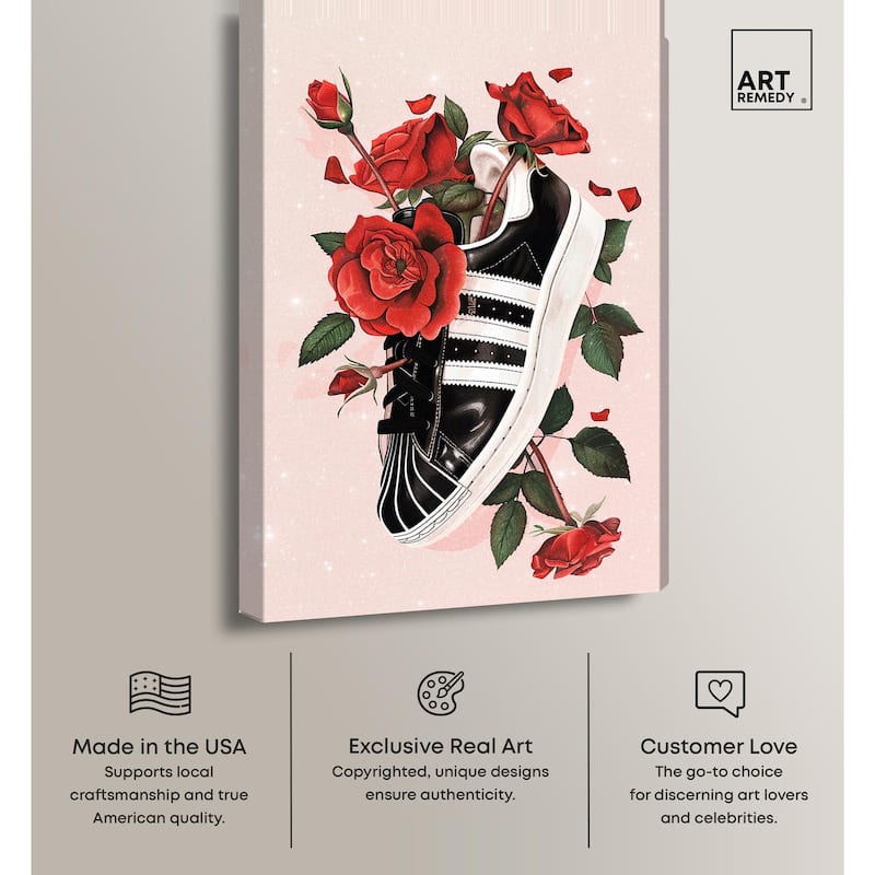 Sporty Sneaker Flowers Canvas by Art Remedy, Gallery Wrapped