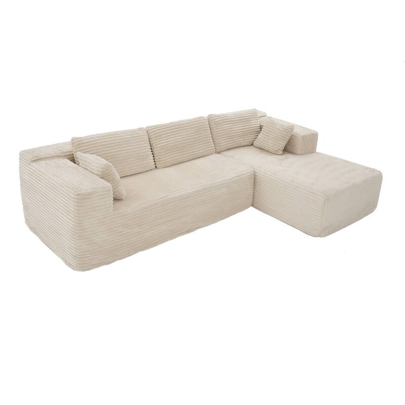 Black L-Shaped Compressed Foam Sofa – Ready-to-Use Sectional Couch with Chaise