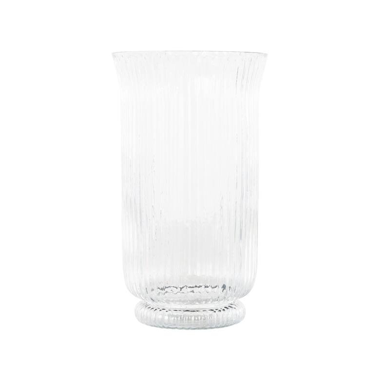 Glass Ribbed Fluted Candle Holder - Clear - Roche River Decor - 6"W x 6"L x 11"H