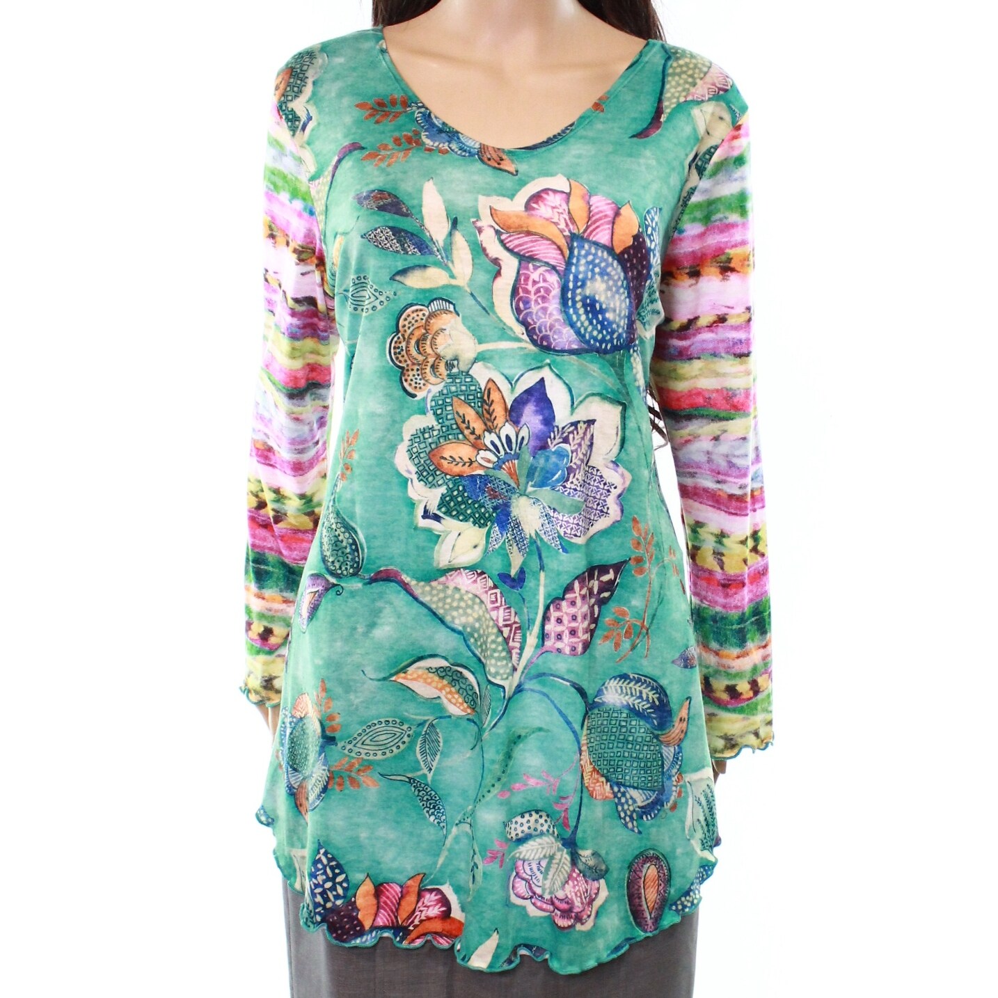 Shop Amma Design New Green Women S Size Large L Floral Print Tunic