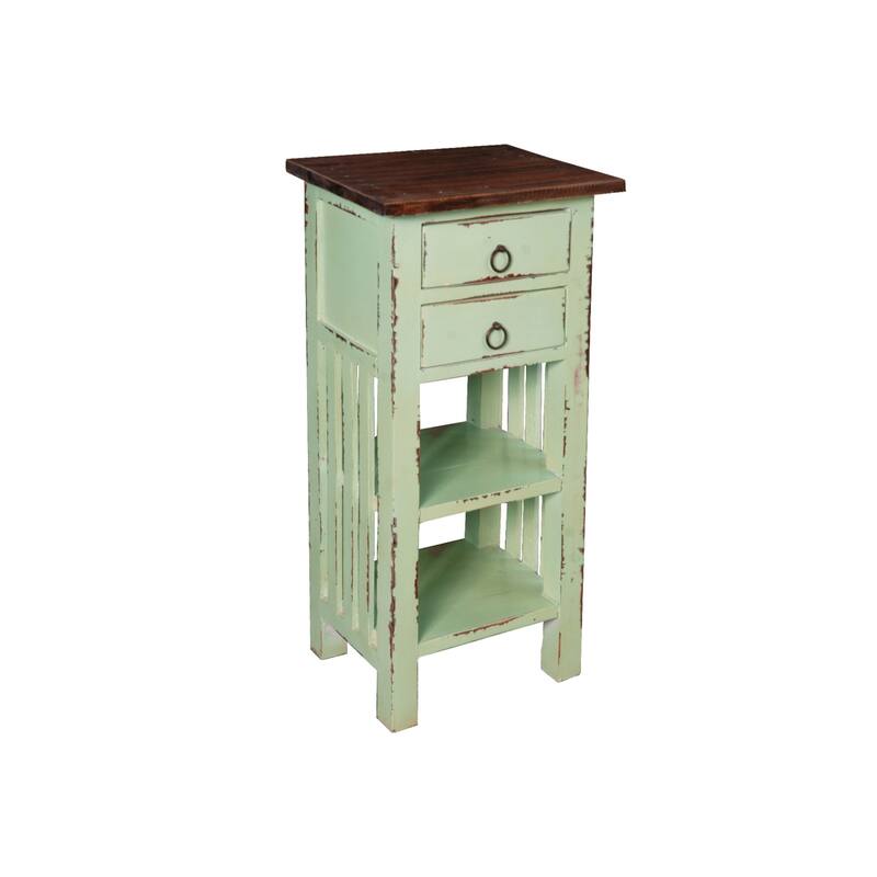 End Table With Storage - Solid Wood Nightstand, Display Shelf, Living Room Accent Table, Fully Assembled - 30