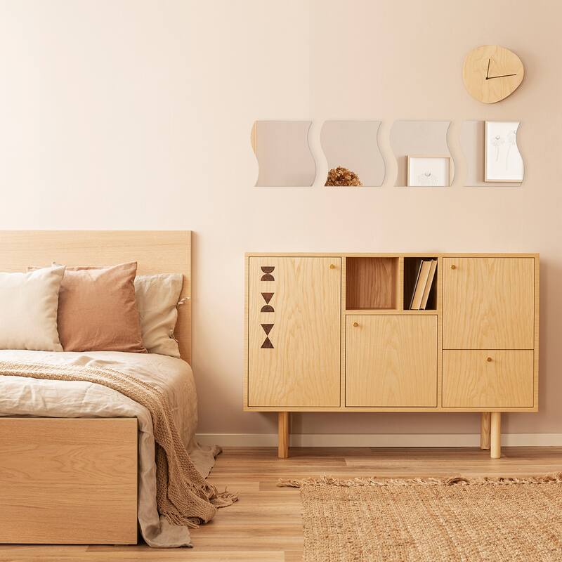 Small Decorative Wall Self Adhesive Shaped Mirrors - Set of 4