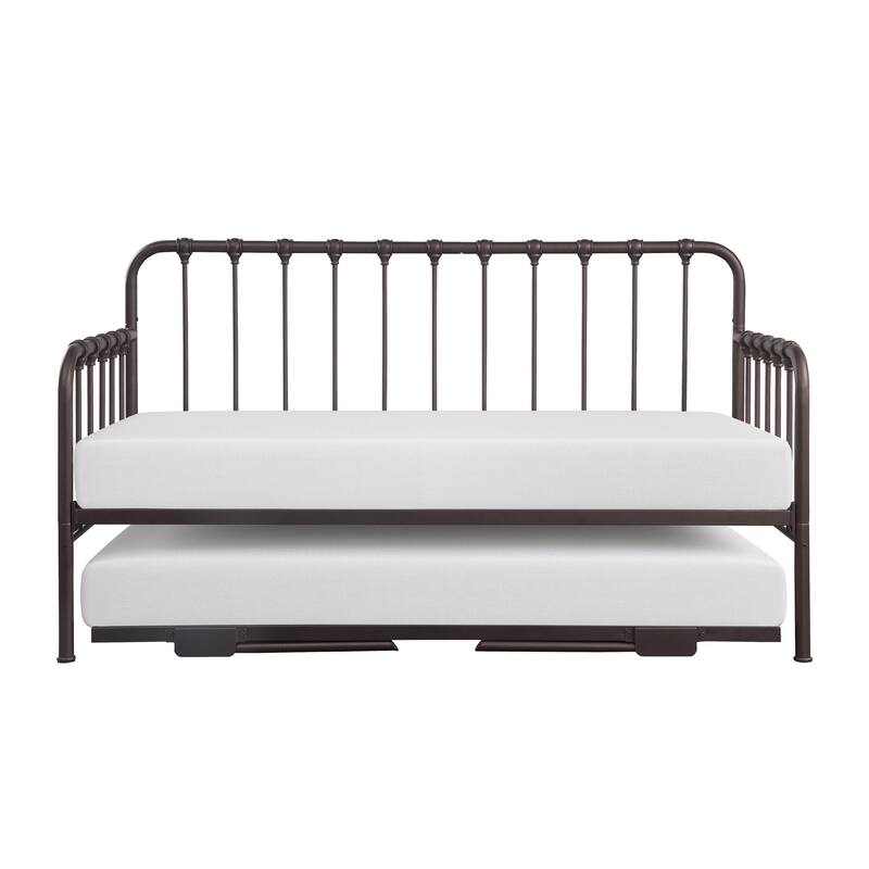 Ziva Daybed with Lift Up Trundle, Dark Bronze Metal Frame, Folding Legs