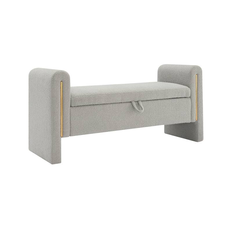 Modern Teddy Bench with Arms and Storage, Upholstered Large Foot Rest Stool, Comfy Window Vanity Bench