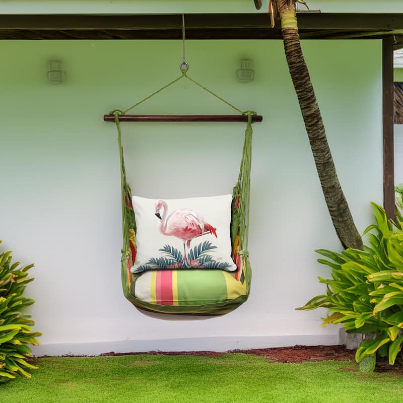 Magnolia Casual Swing Set 4 piece - Fresh Lime Stripe w/ Vivid Flamingo White
