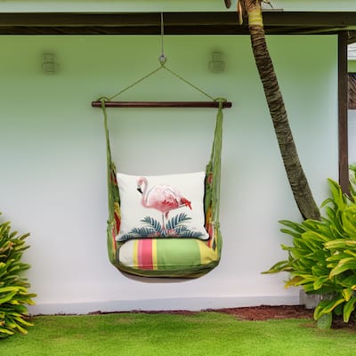 Magnolia Casual Swing Set 4 piece - Fresh Lime Stripe w/ Vivid Flamingo White