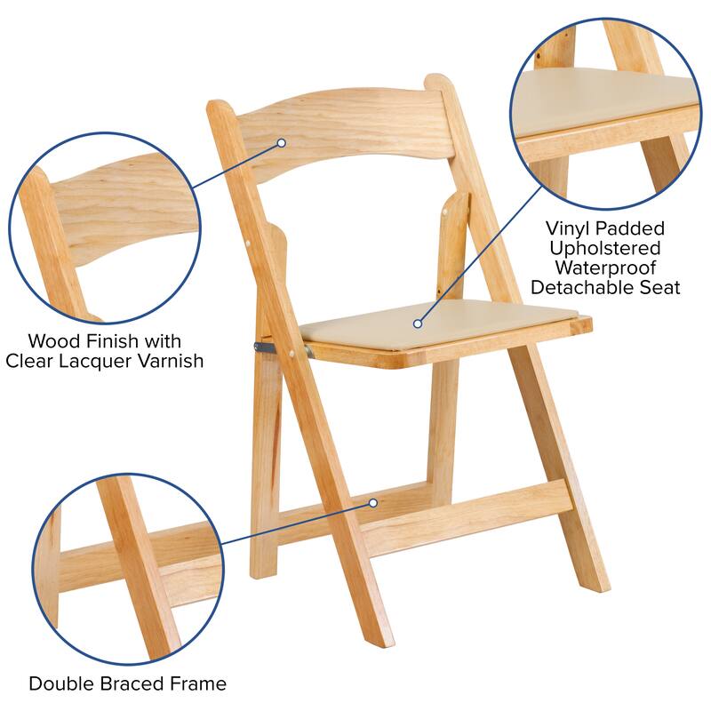 Vinyl-padded Wood Folding Chair (Set of 4)
