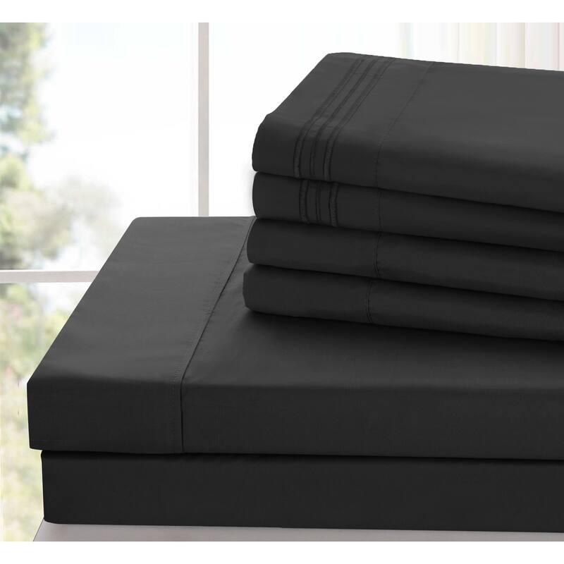 6 Piece Bed Sheet Set Deep Pocket Ultra Soft Microfiber Bedding Sheets
