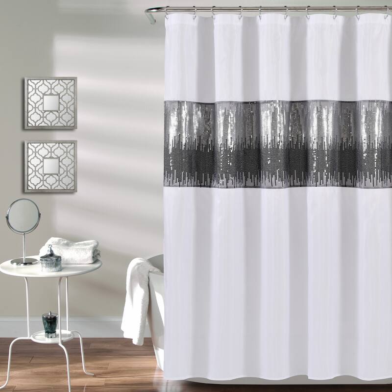 Silver Orchid Gregor Abstract Night Sky Two-tone Shower Curtain - 72" x 72" - White