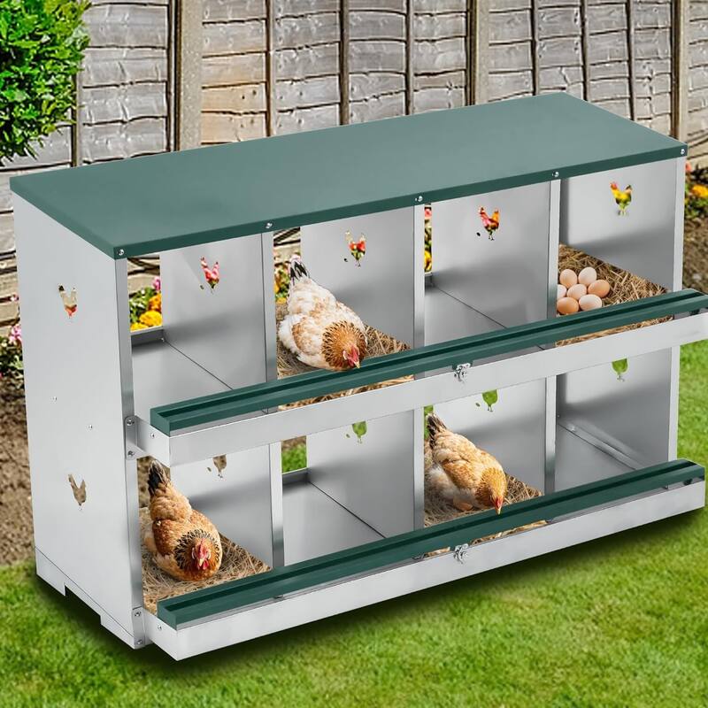 8 Compartment Nesting Box, Chicken Laying Box, Easy to Clean and Install