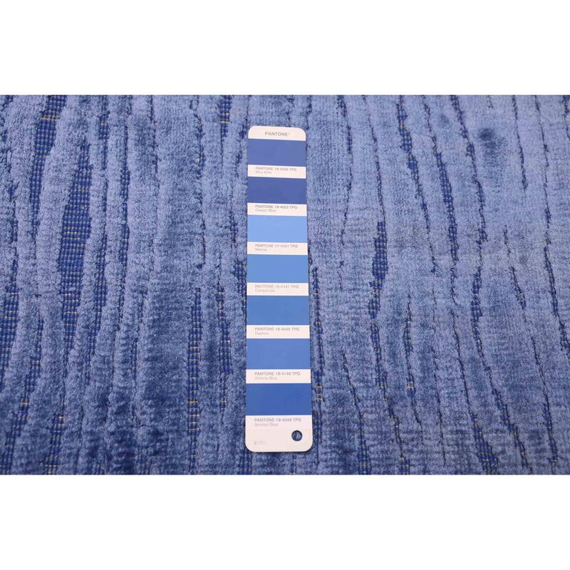 ECARPETGALLERY Hand Loomed Elysian Slate Blue Viscose Rug - 5'10 x 8'11