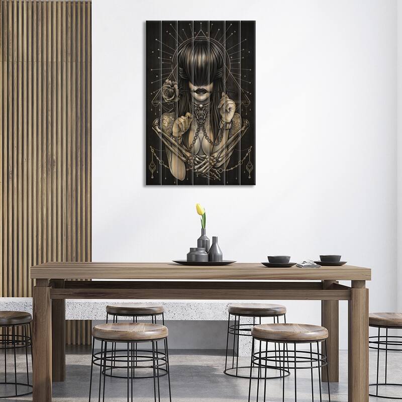 Fine Art Of Bondage Print On Wood by Winya Sangsorn - Multi-Color