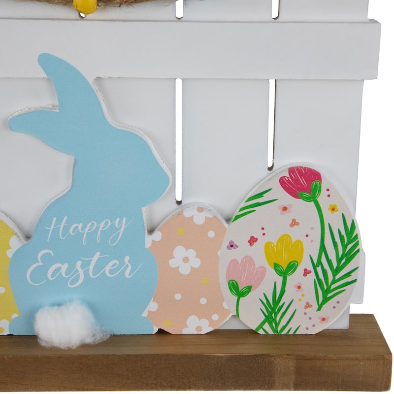Happy Easter Bunny with Picket Fence Decoration - 11.75"