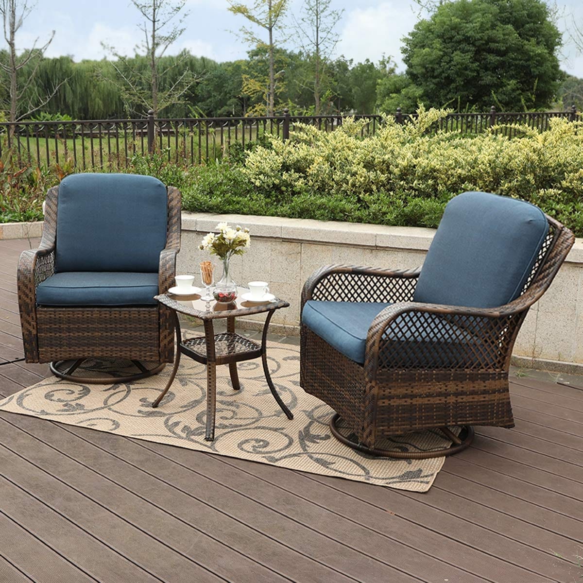 Clarese 3 Piece Rattan Rocking Conversation Set By Havenside Home On Sale Overstock 28894902