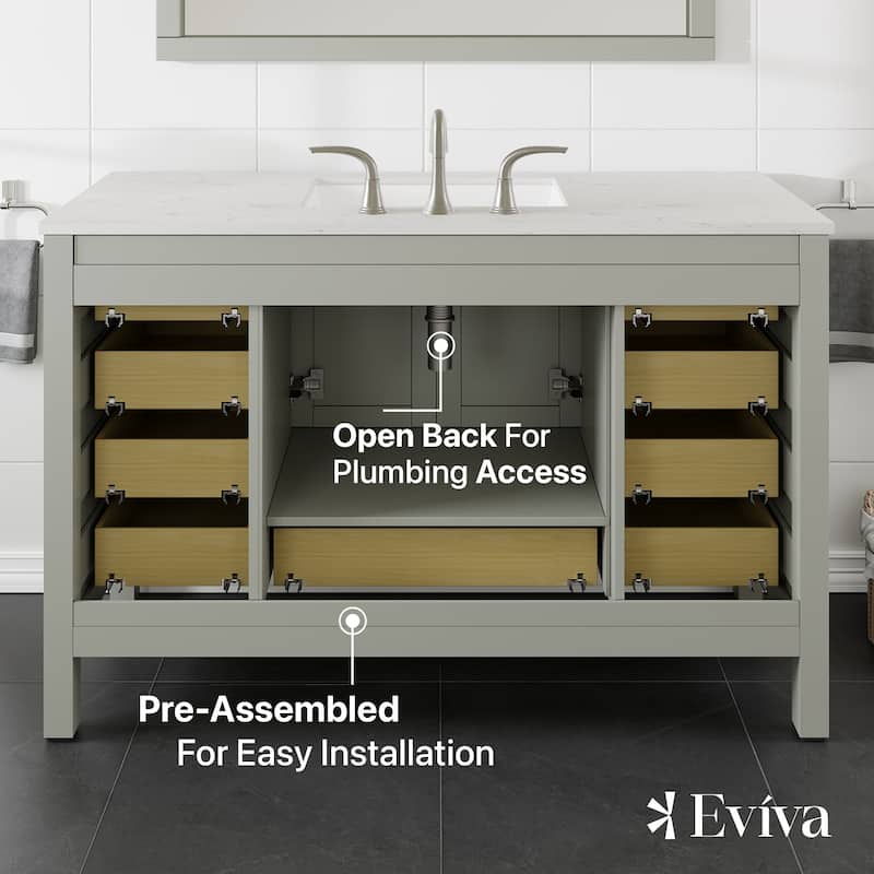 Eviva Aberdeen 54"W Bath Vanity with Carrara Quartz Top