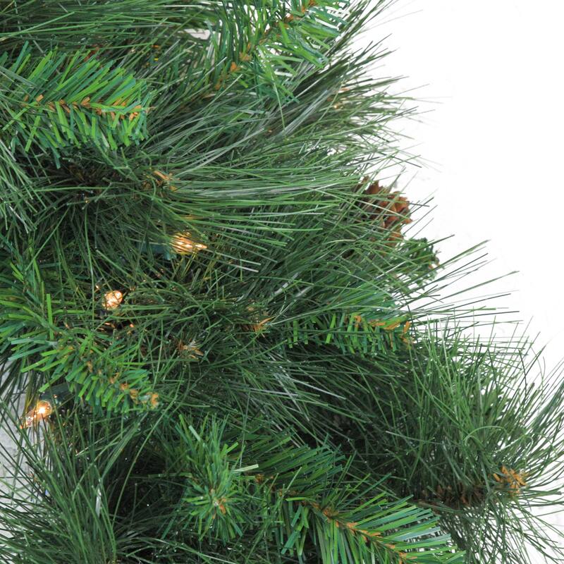White Valley Pine Artificial Christmas Wreath 24-Inch, Clear Lights
