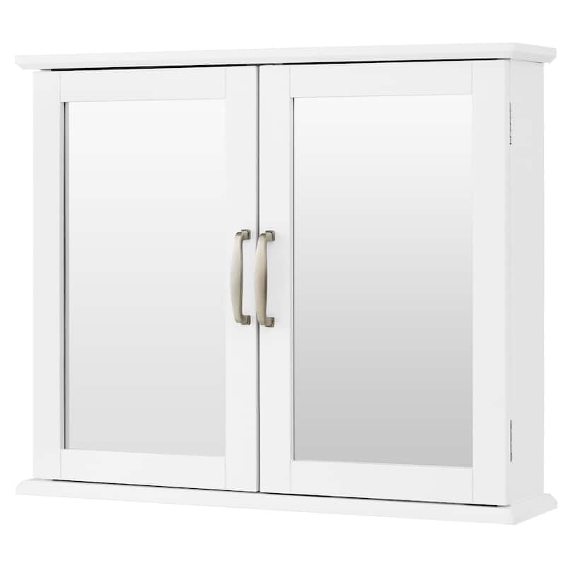 Gymax Bathroom Medicine Cabinet 2-Tier Wall-Mounted Mirror Storage