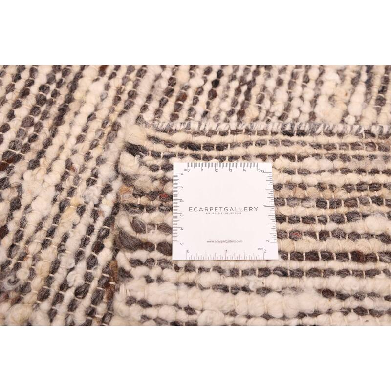 ECARPETGALLERY Braid weave Sienna Grey Wool Kilim - 9'0 x 11'10