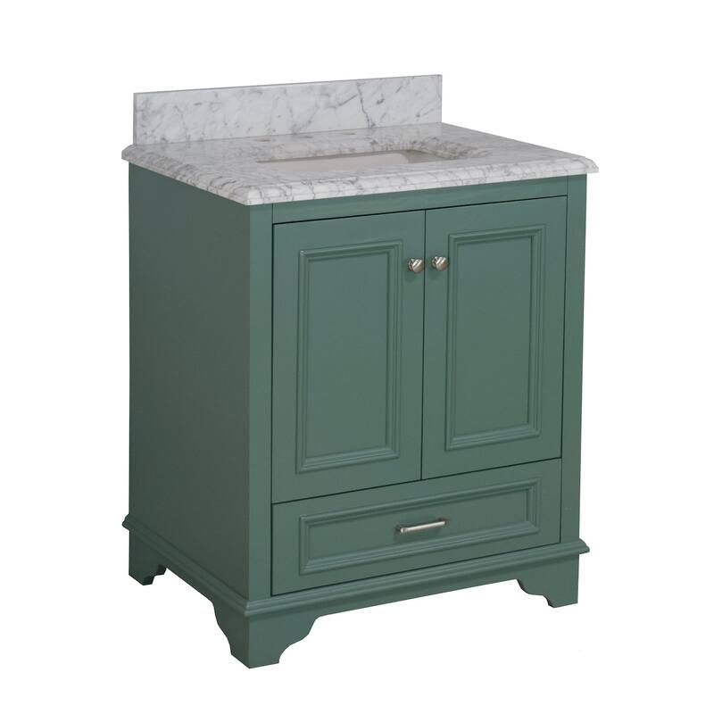 KitchenBathCollection Nantucket 30" Bathroom Vanity with Carrara Marble Top