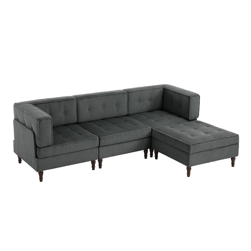 Oversized Sofa Corduroy Tufted Modular Sectional Set