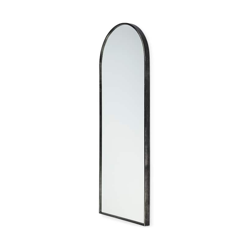 Agatha Metal Frame Arched Rectangular Mirror - 70" x 28" - Antique Black
