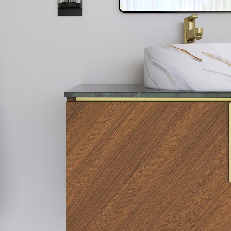 Wall-Mounted Bathroom Vanity with Stone White Ceramic Sink