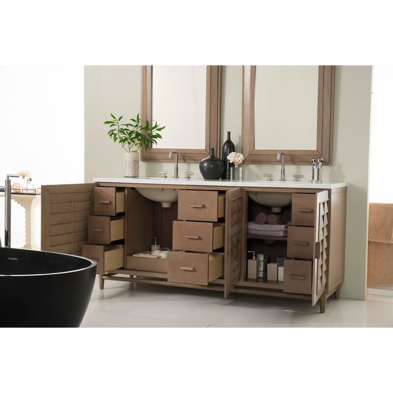 James Martin Vanities Portland 72" Double Vanity, Whitewashed Walnut