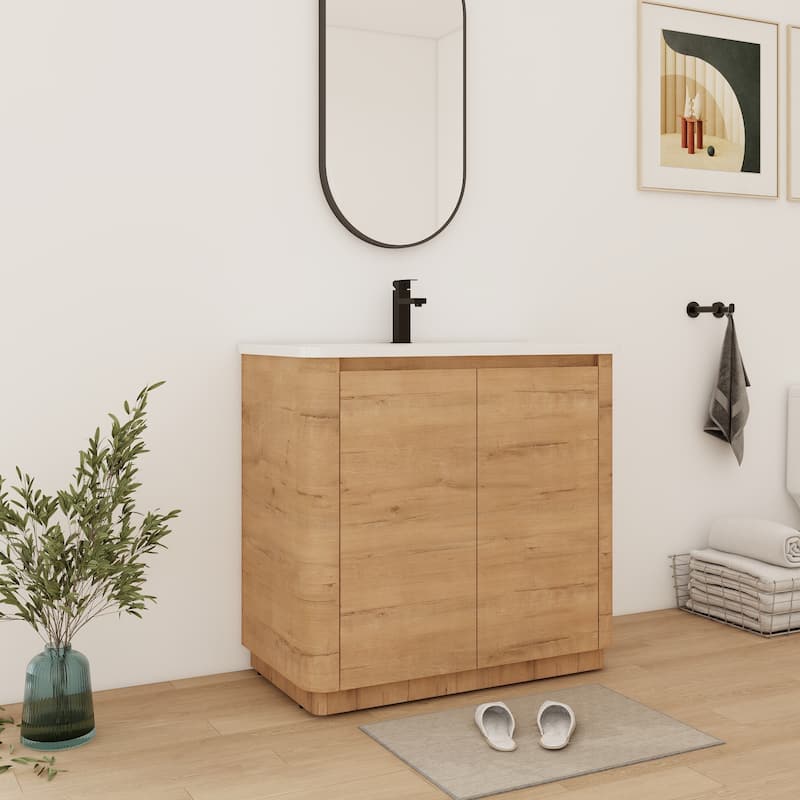 Bathroom Vanity With Sink In 36/40 Inch, Freestanding Bathroom Vanity With Soft Close Door and Adjustable Shelf