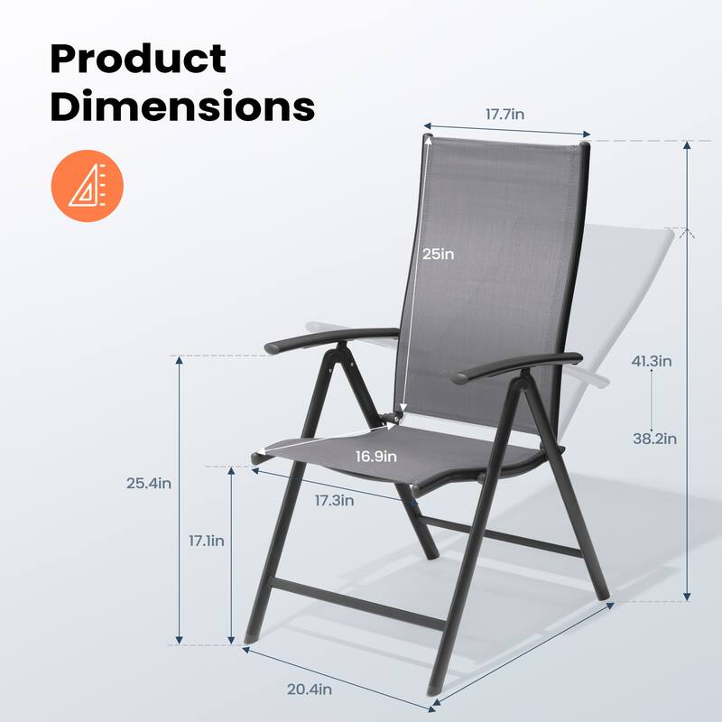 Pellebant Outdoor Durable Adjustable Reclining Folding Chair