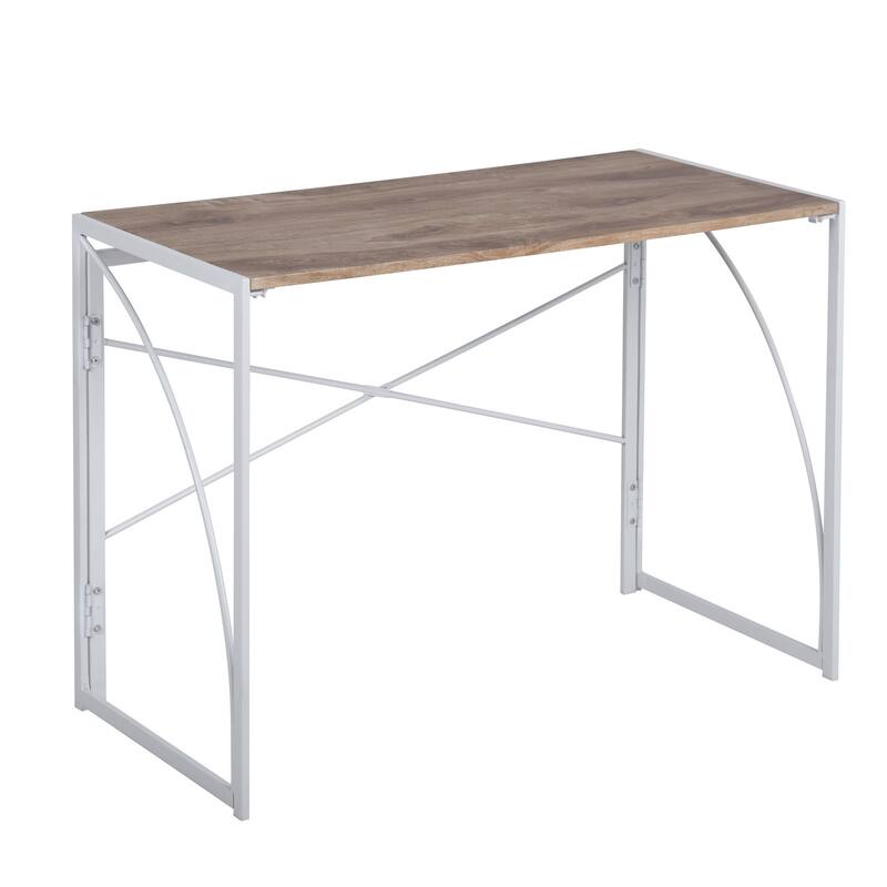 HomyLin 39" Simple Folding Study Writing Desk, No Assembly Required - White Oak