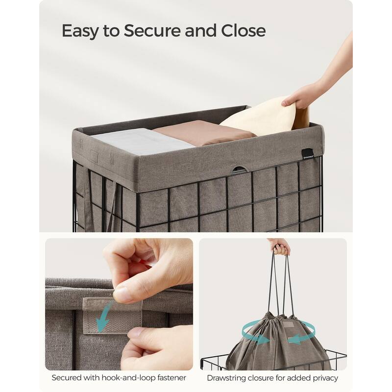 Laundry Hamper, 23.8 Gal (90L) Laundry Basket, Collapsible Clothes Hamper, Removable and Washable Liner, Metal Wire Frame