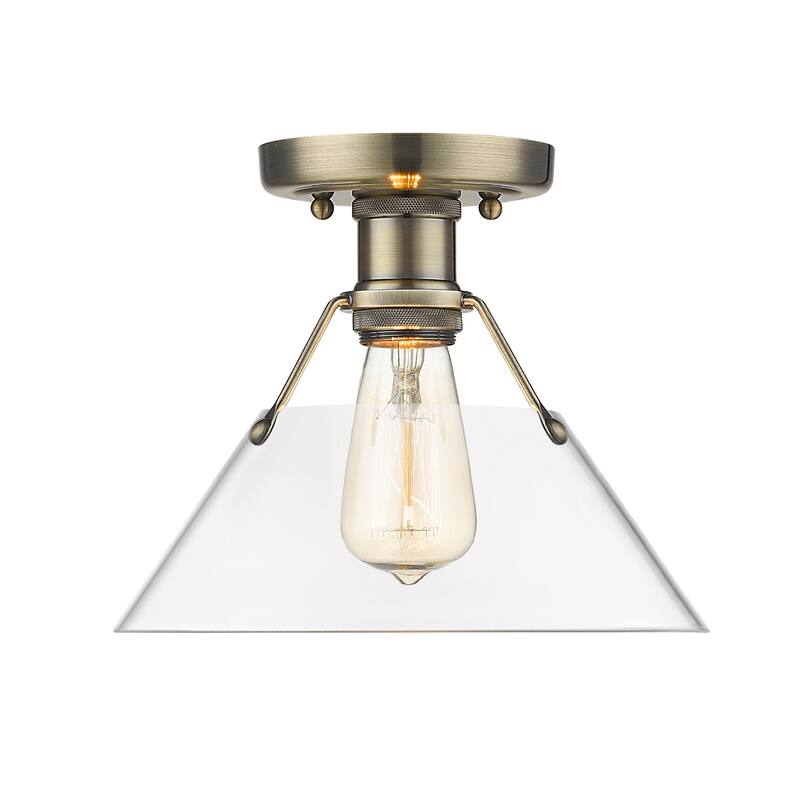Orwell 1-Light Flush Mount in Aged Brass with Clear Glass - Gold