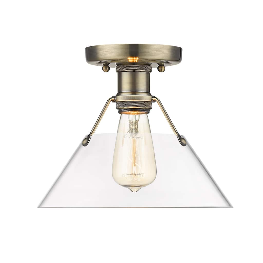 Orwell 1-Light Flush Mount in Aged Brass with Clear Glass - Gold