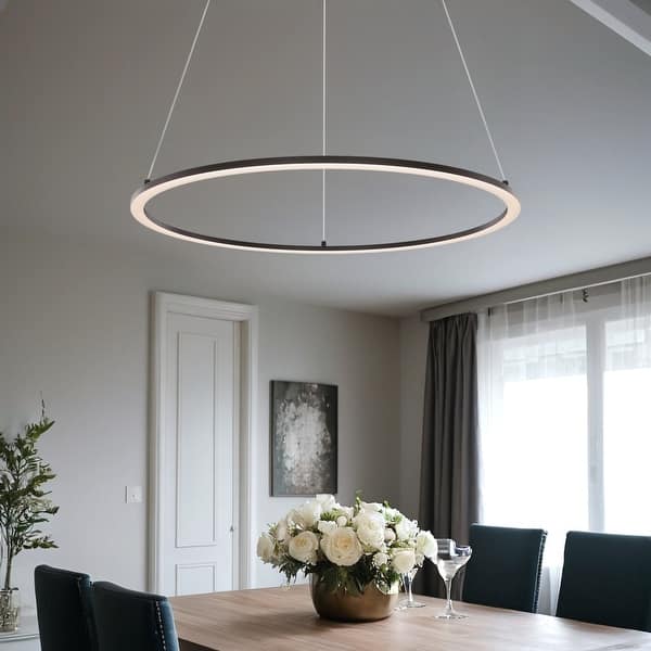 slide 2 of 8, Circa 24 Inch 5CCT Round LED pendant - N/A Black