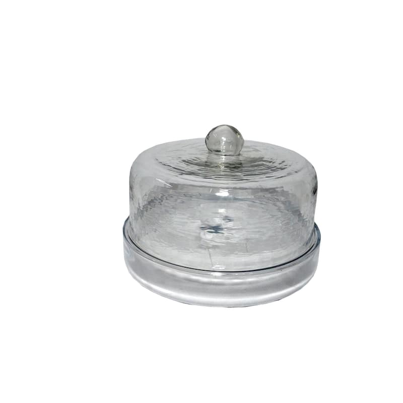 Cake Recycled Glass Dome w/Plate Dia 11.5" Clear