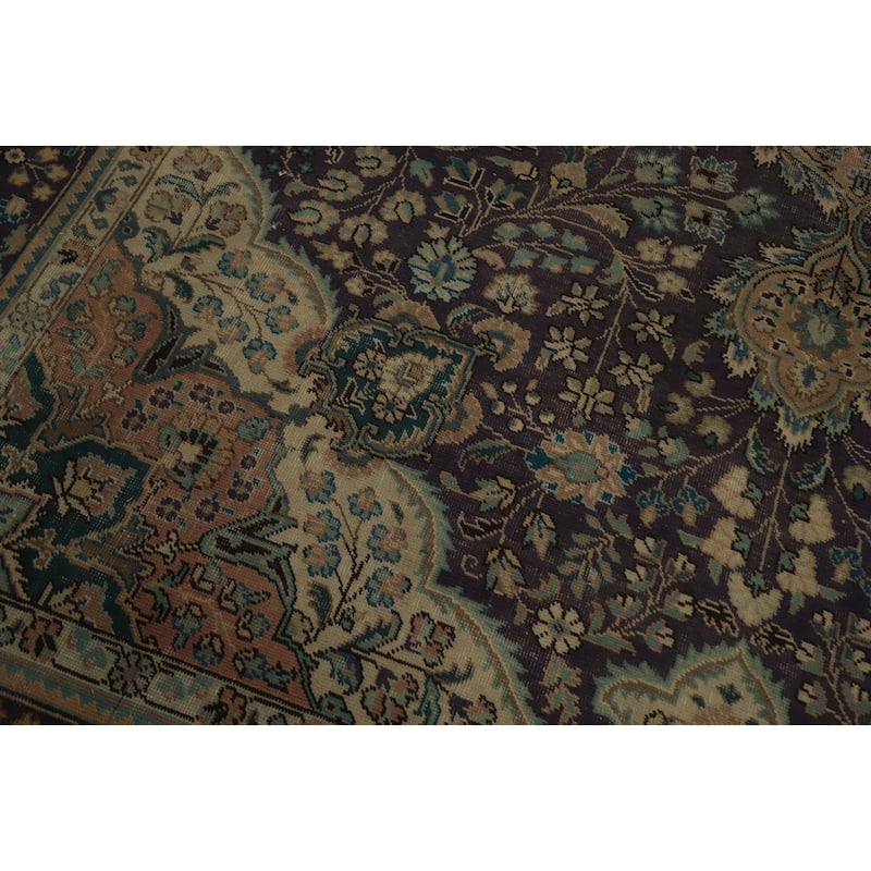 Hand Knotted Oriental 100% Wool Carpet Traditional Floral Purples Tabriz Area Rug - 11' 3'' X 8' 2''